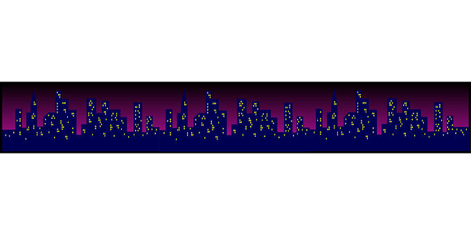 Neon Cityscape Silhouette