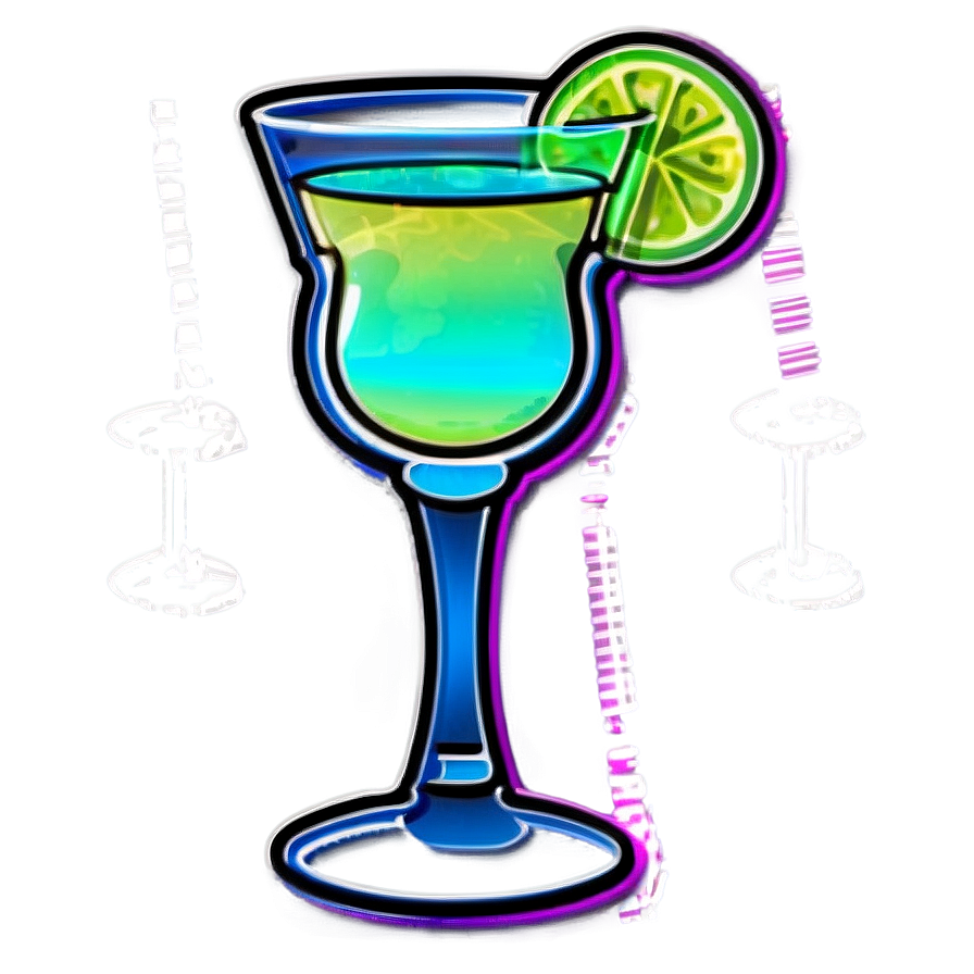 Neon Cocktail Glass Png Puw