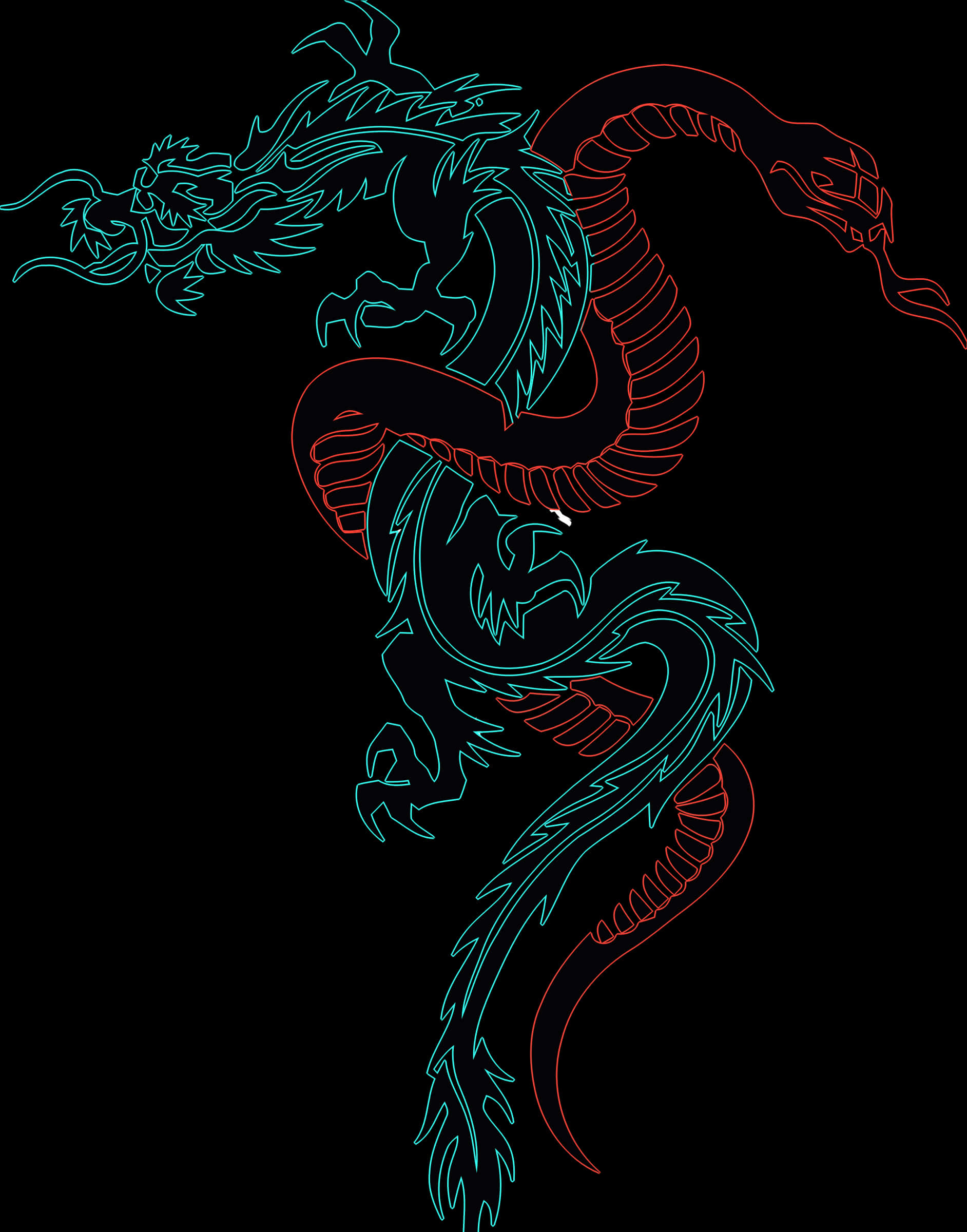 Neon Dragon Tattoo Design