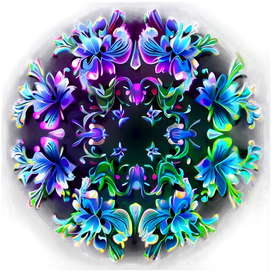 Neon Floral Pattern Png Ehm6