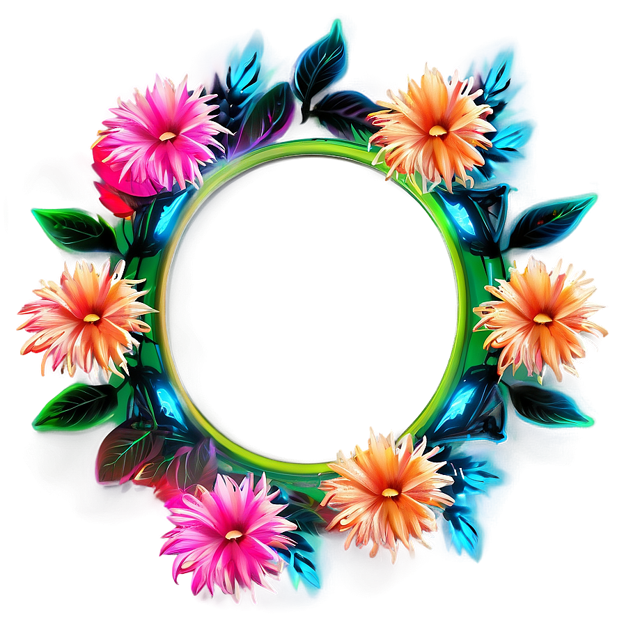 Neon Flower Frame Png Oww