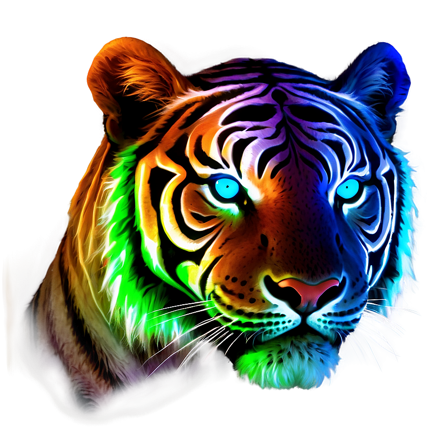 Neon Glow Tiger Face Png 55