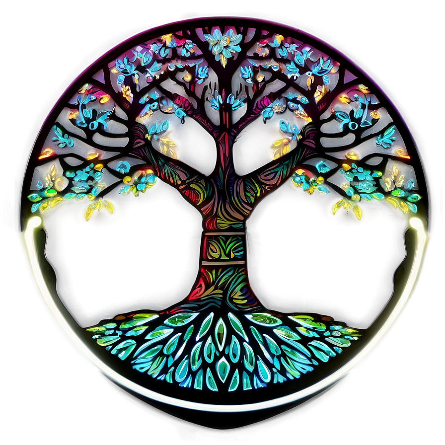 Neon Glow Tree Of Life Concept Png 30