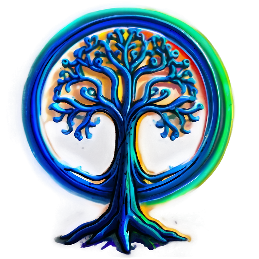 Neon Glow Tree Of Life Concept Png Luj