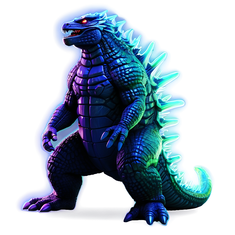 Neon Godzilla Illustration Png Esr