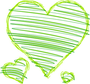 Neon Green Sketch Hearts