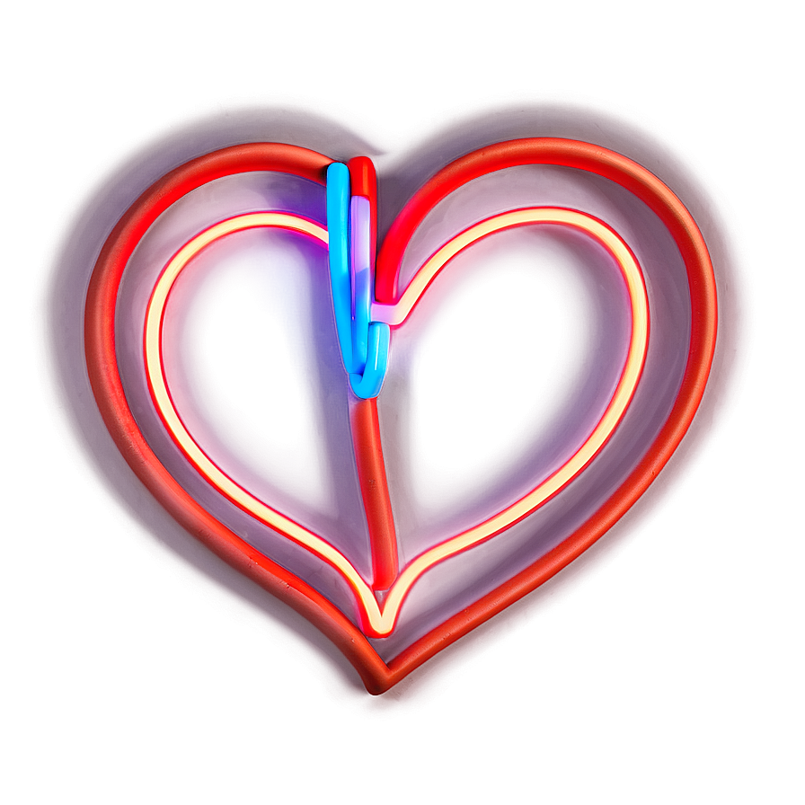 Neon Heart Glow Png Kkn