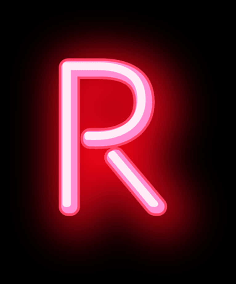 Neon Lit Letter R Symbol