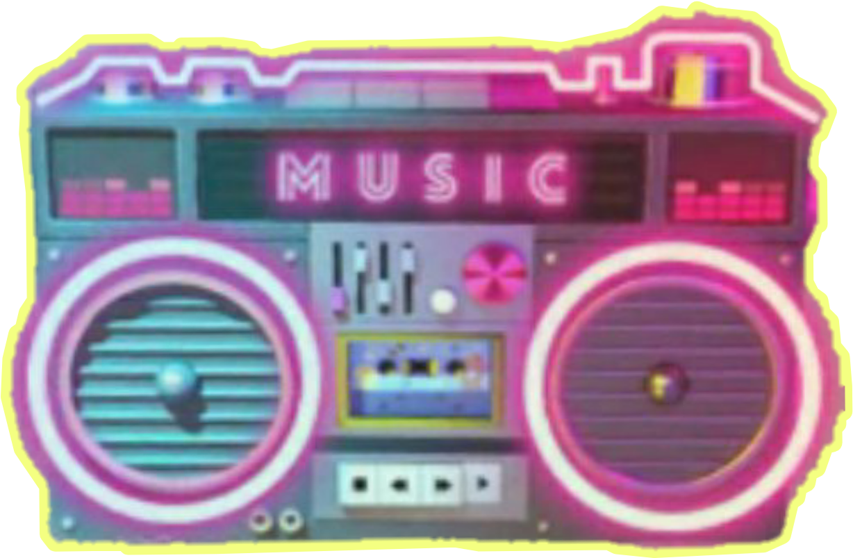 Neon Lit Retro Boombox