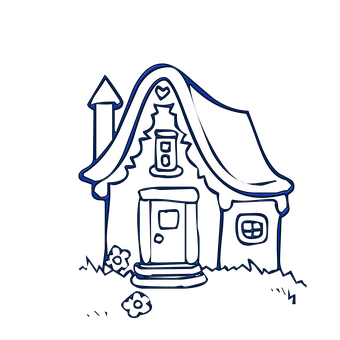 Neon Outline Cottage Illustration