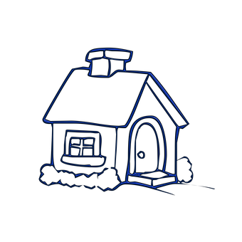 Neon Outline Cottage Illustration