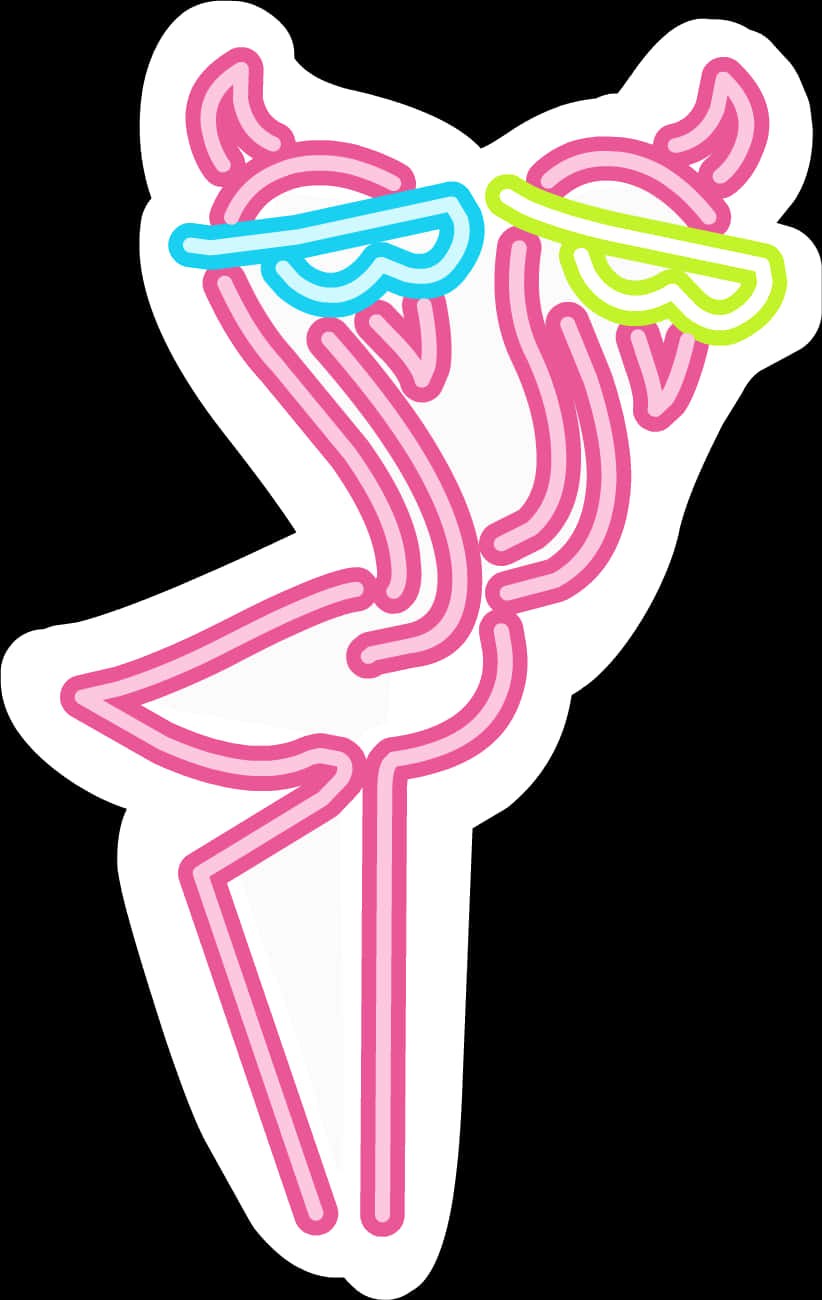 Neon Outlined Flamingo Decal