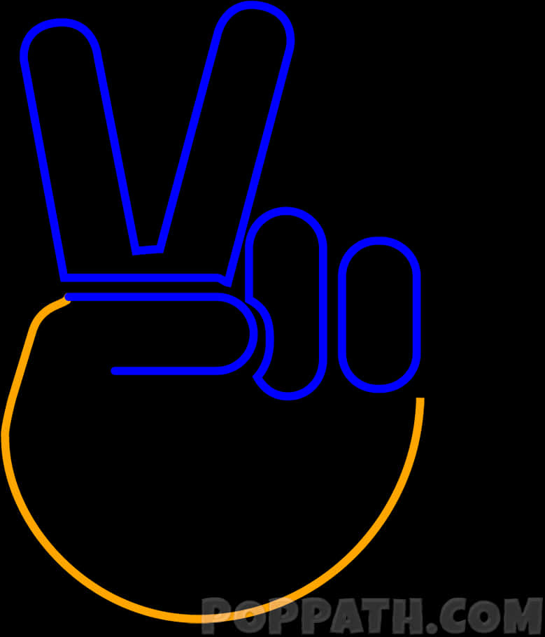 Neon Peace Sign Hand Gesture