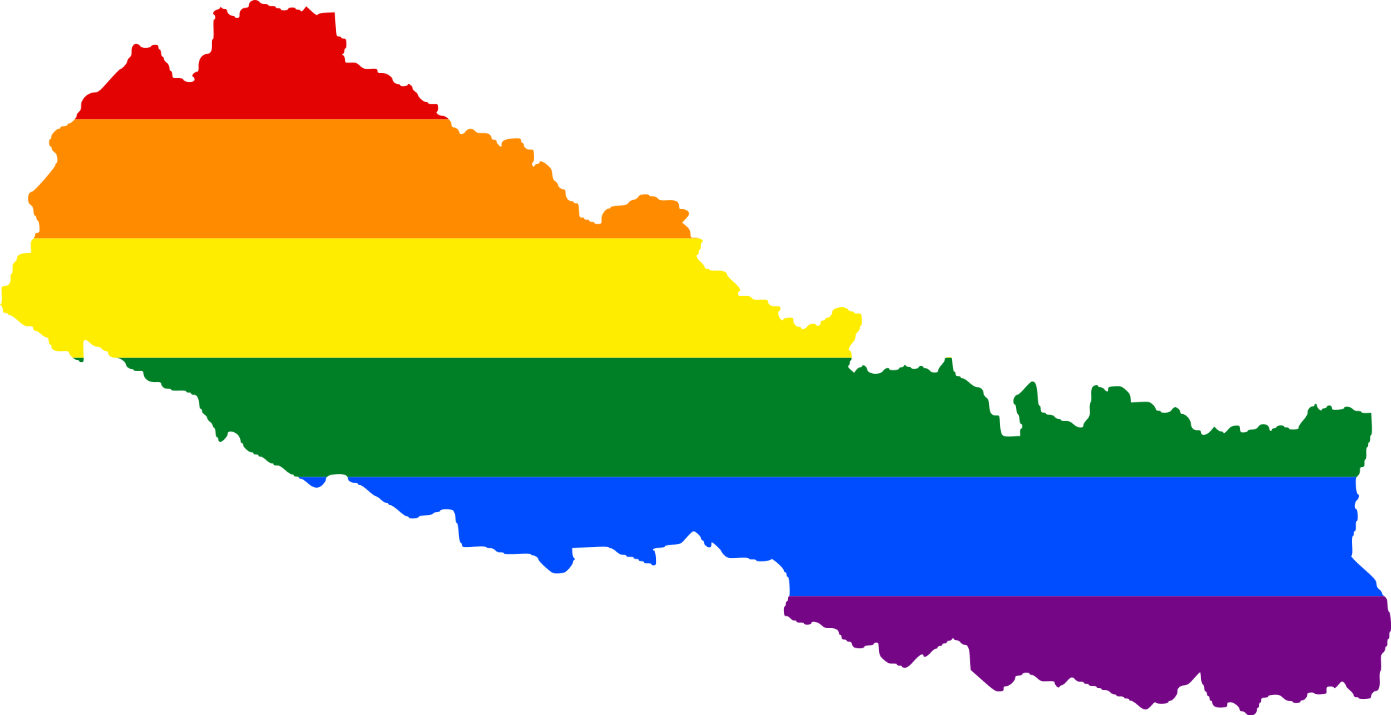 Nepal Map Rainbow Colors