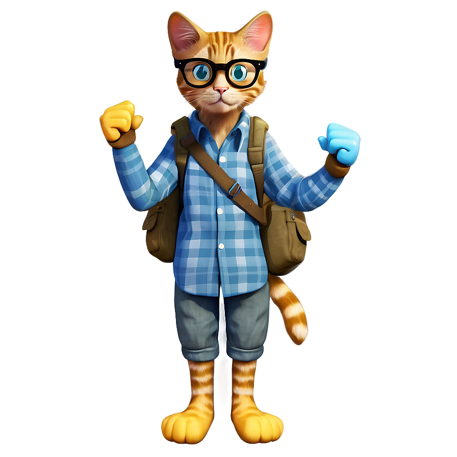 Nerd Cat Character Png 05232024