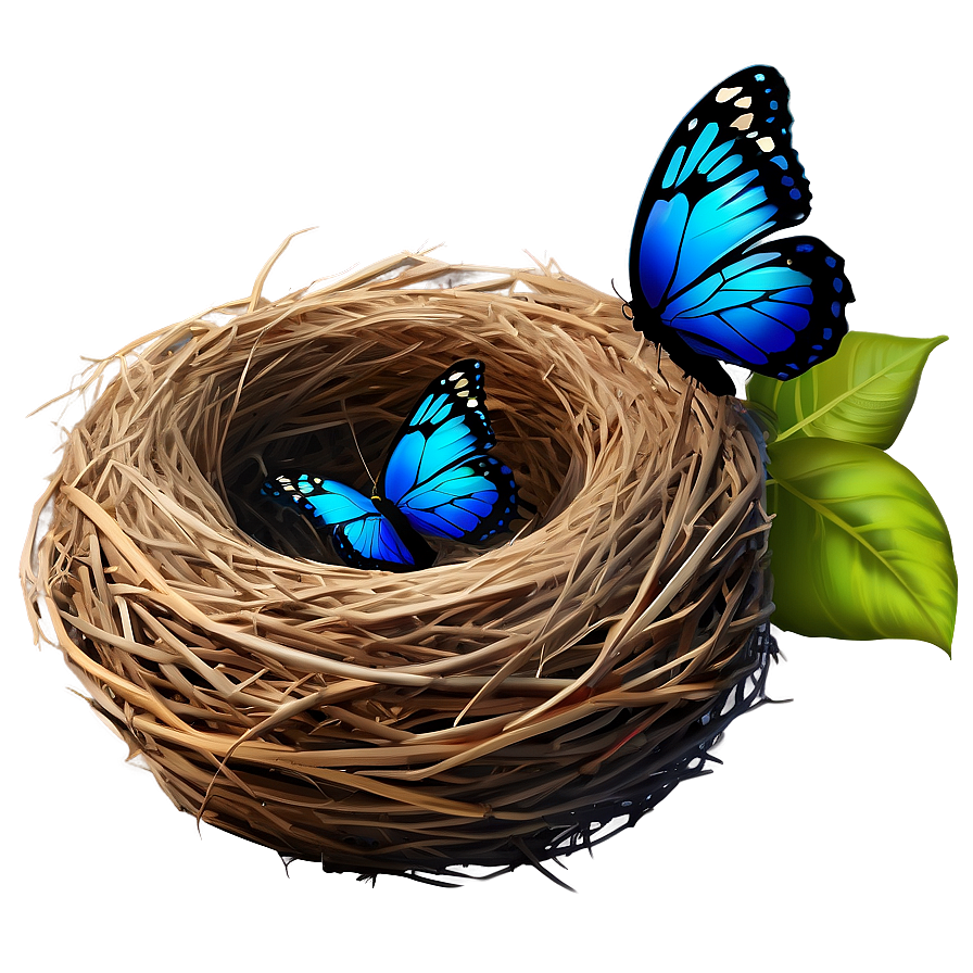 Nest With Butterfly Png 05252024