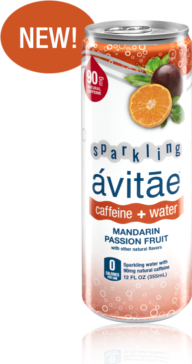 New Avitae Sparkling Caffeinated Water Mandarin Passion Fruit