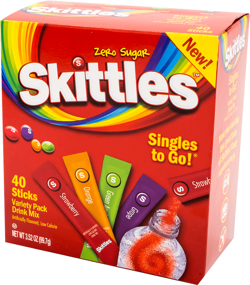 New Skittles Zero Sugar Drink Mix Packaging