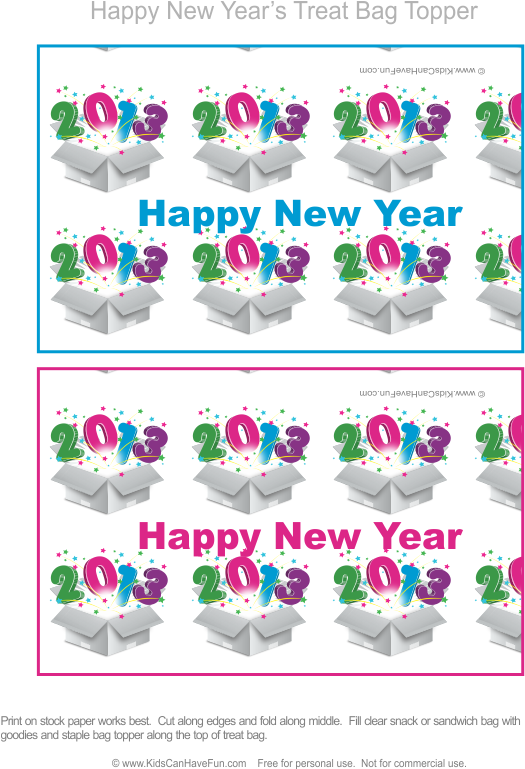 New Year Treat Bag Topper Design