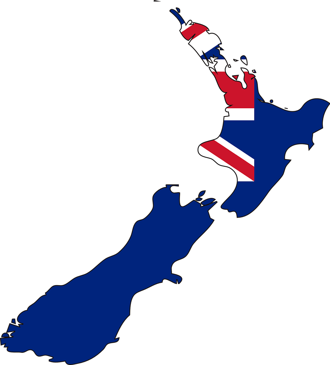 New Zealand Mapwith Flag Design
