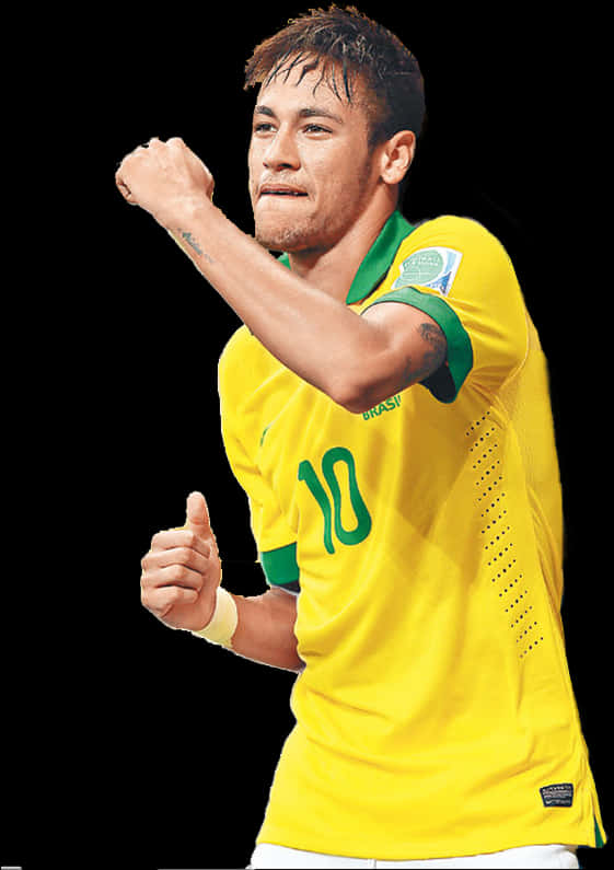 Neymar Celebrating Victory Brazil Jersey