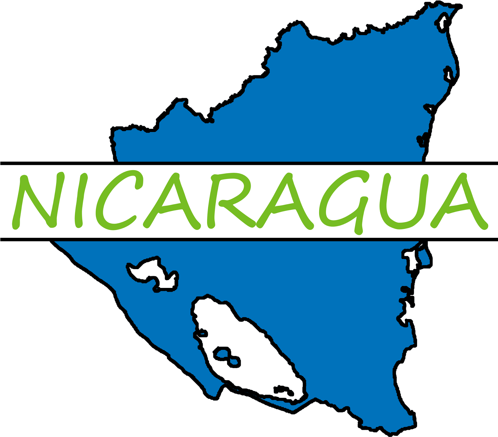 Nicaragua Map Outlinewith Name