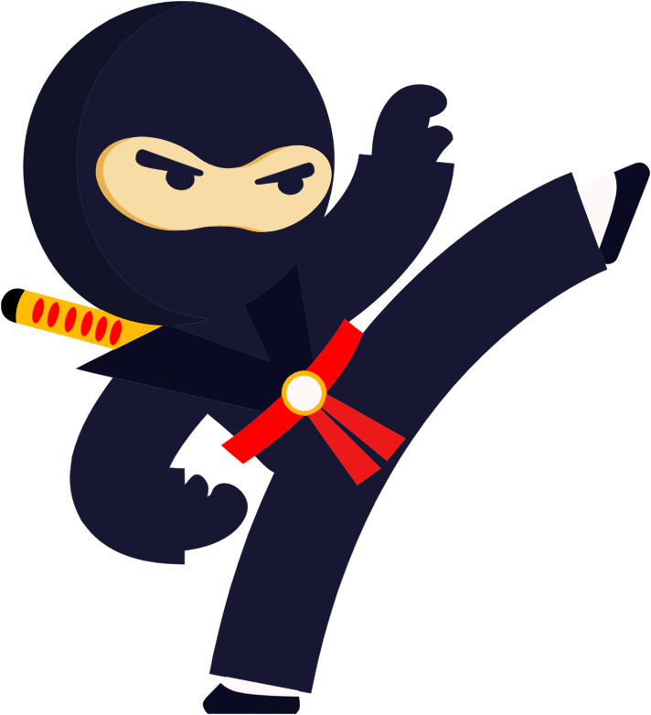 Ninja Cartoon Character Kicking