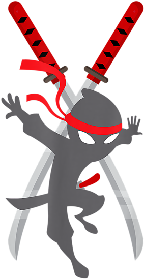 Ninja Cartoon Character With Swords