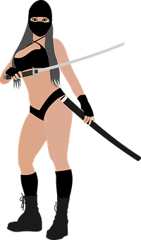 Ninja Warrior Woman Illustration