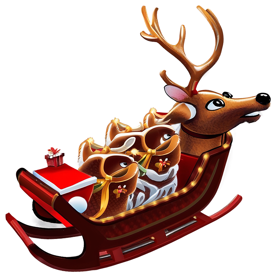 Noel Reindeer Sleigh Png Hev