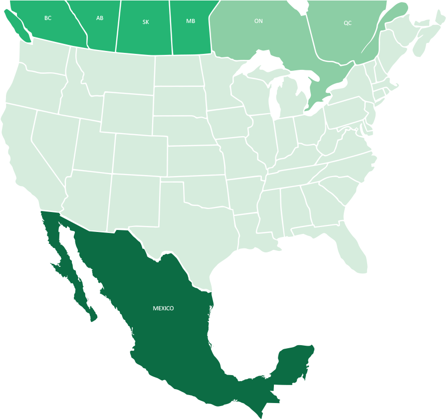 North America Map Mexico Highlighted