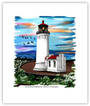 North Head Lighthouse Watercolor