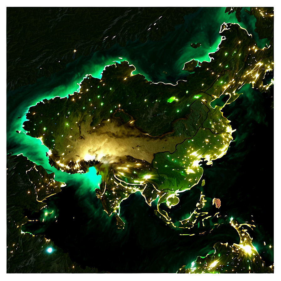 North Korea Night Lights Satellite Png Etq52