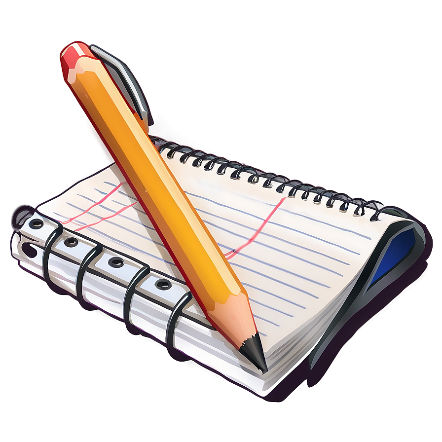 Notebook Paper With Pencil Png Qmx