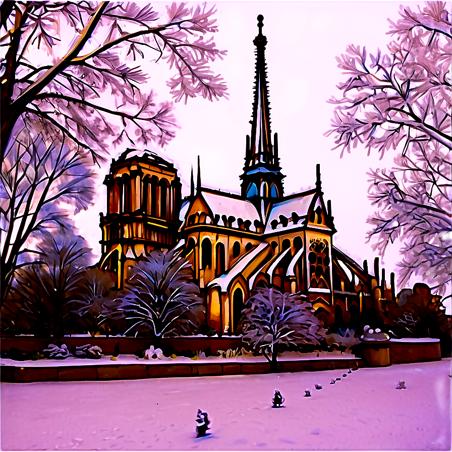 Notre Dame Winter Scene Png Oki