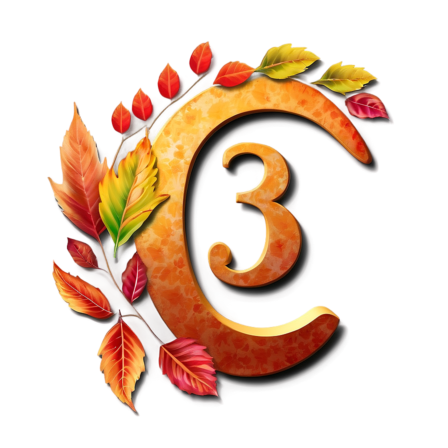 Number 3 With Autumn Leaves Png Ukq43