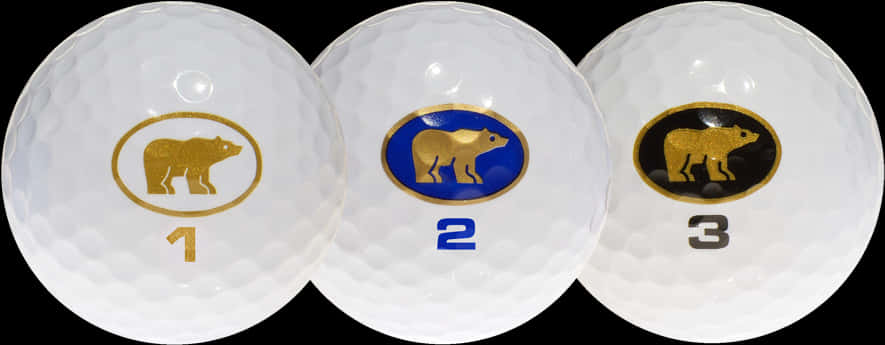 Numbered Golf Balls With Bear Logos