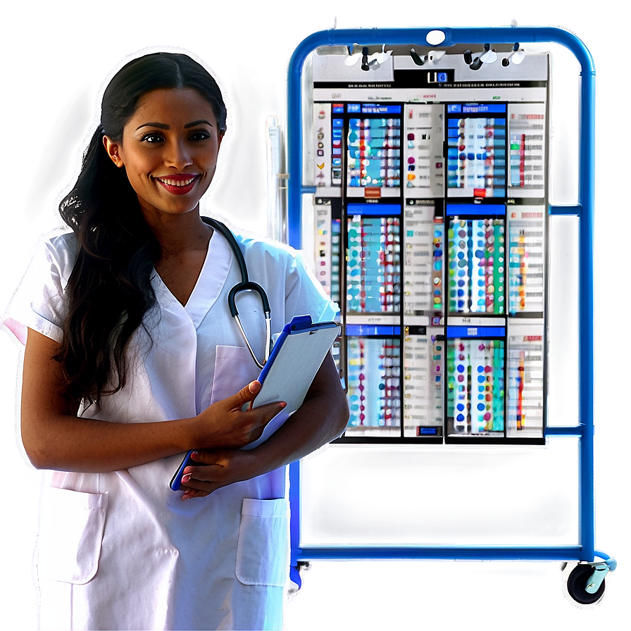 Nurse With Medical Chart Png Gvx