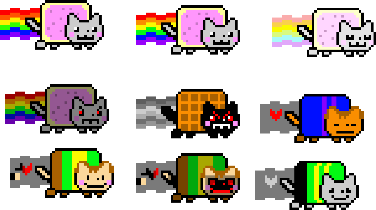 Nyan_ Cat_ Variations_ Pixel_ Art