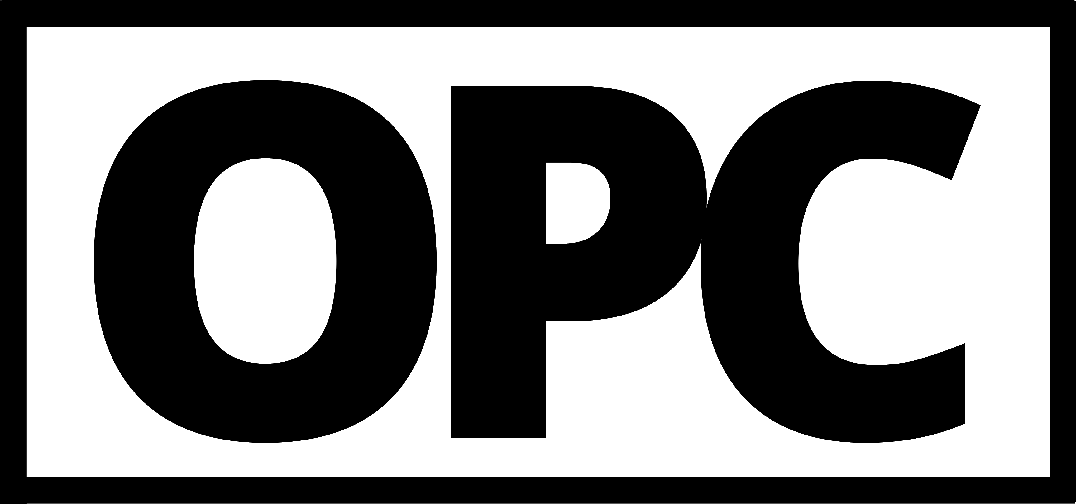 O P C Logo Blackon Blue Background