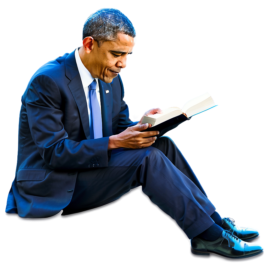 Obama Reading Book Png 1