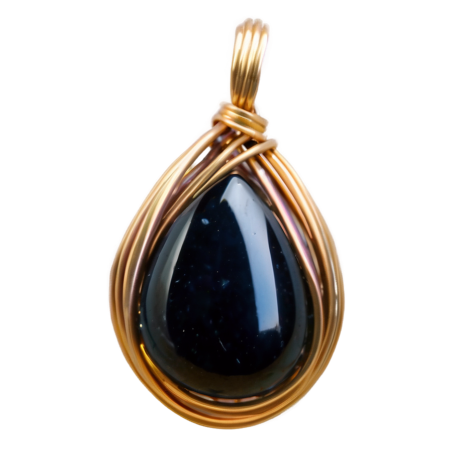 Obsidian Wire Wrapped Pendant Png 65