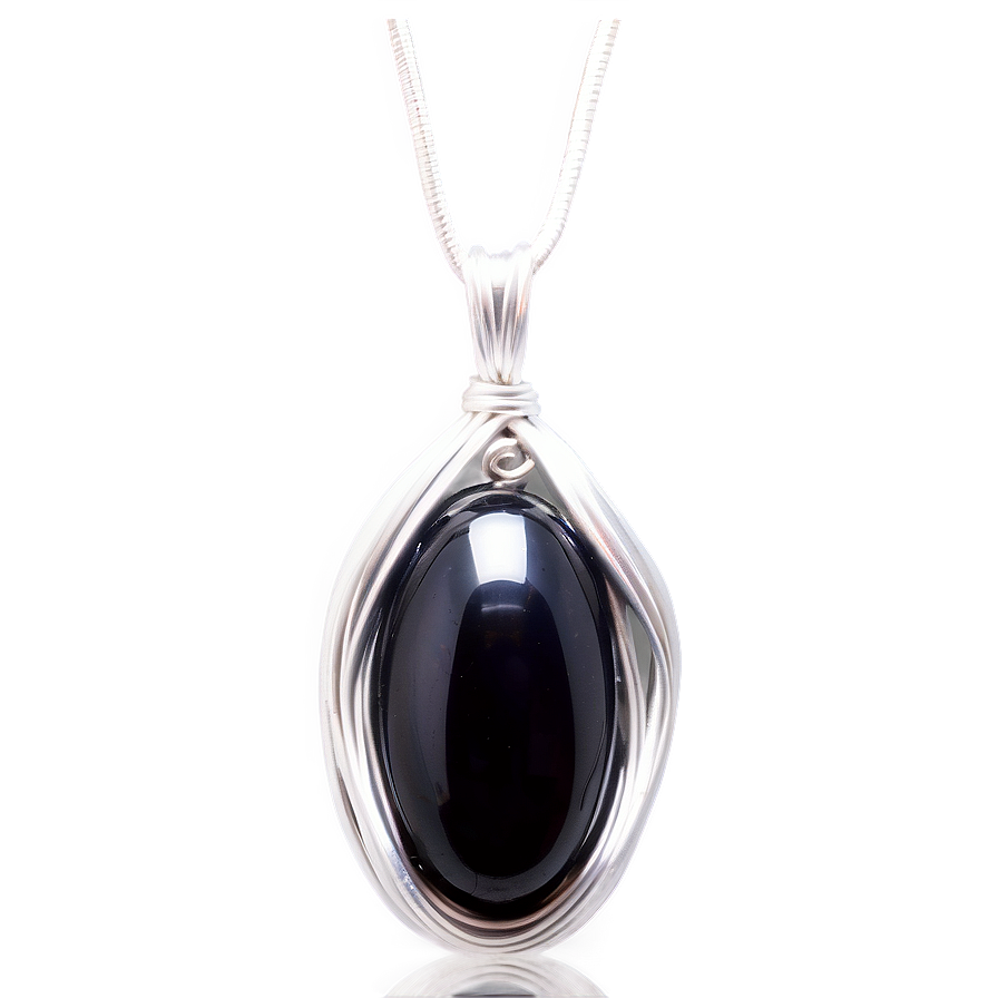 Obsidian Wire Wrapped Pendant Png Fgb6