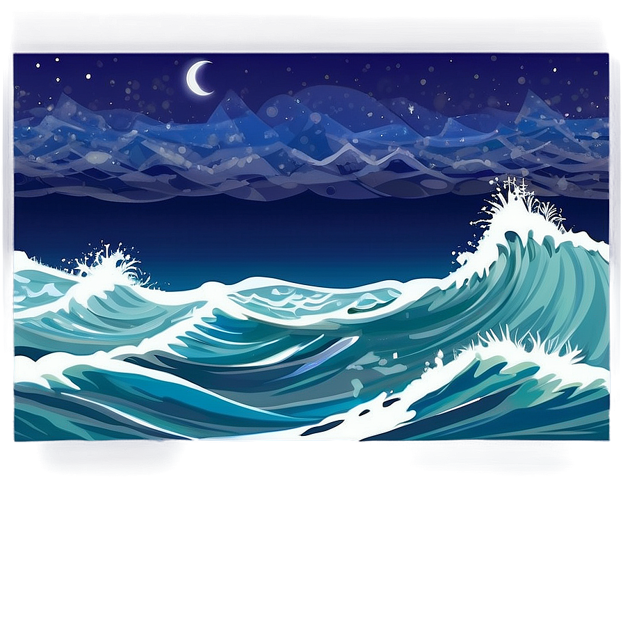 Ocean Wave Night Png 20