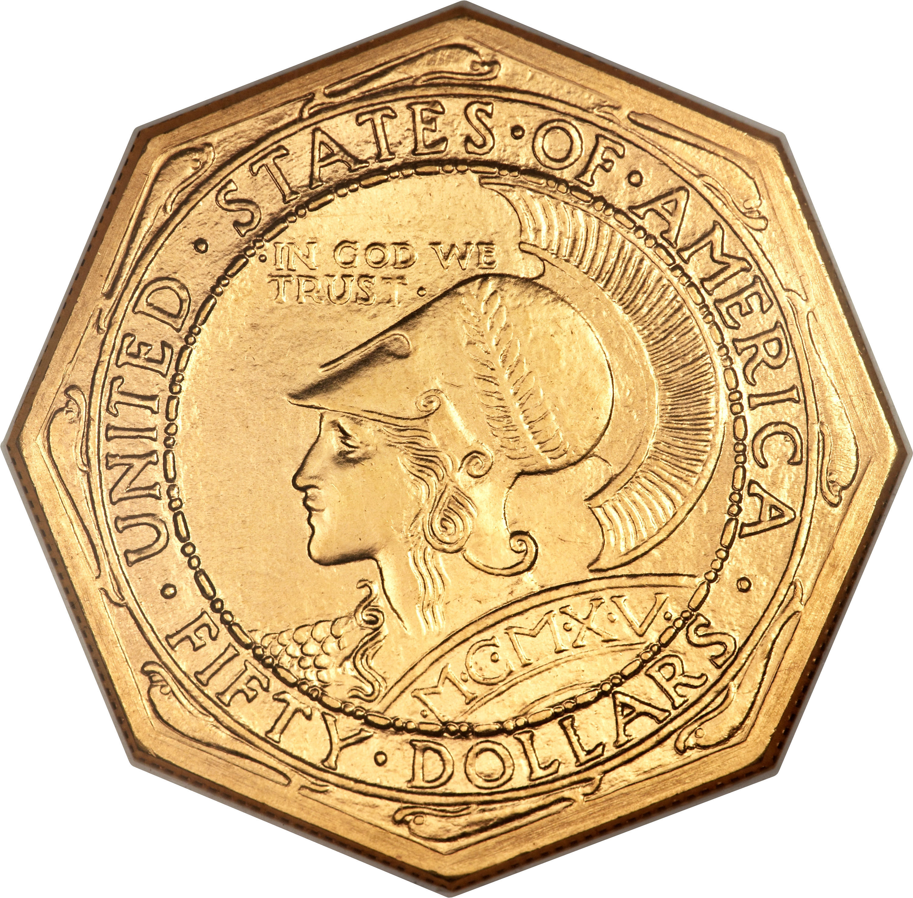 Octagonal Gold Coin Fifty Dollars