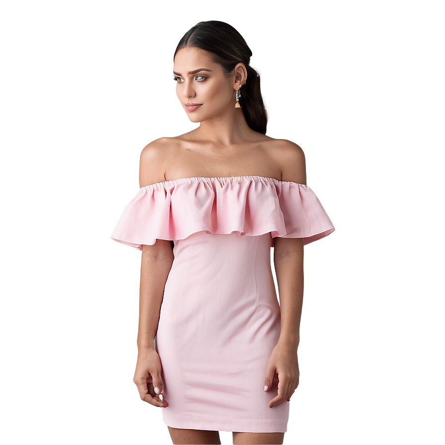 Off Shoulder Pink Dress Png 06292024