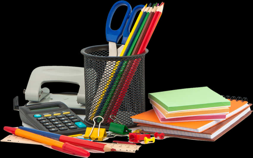 Office Supplies Collection Black Background