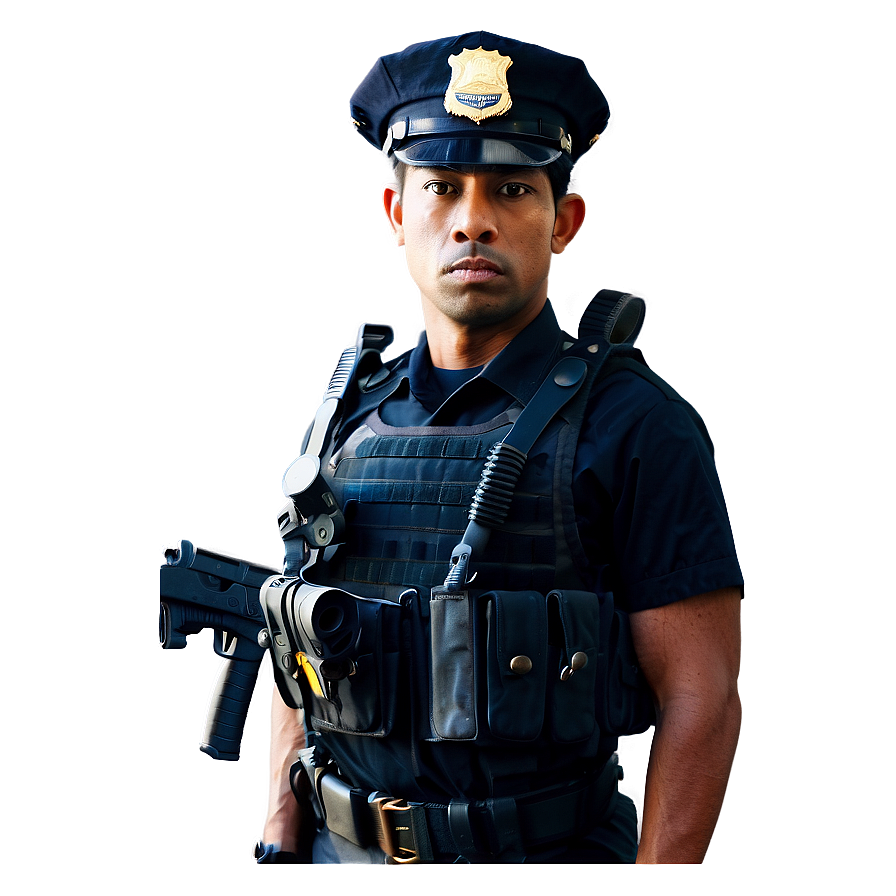 Officer With Badge And Gun Png Eyu