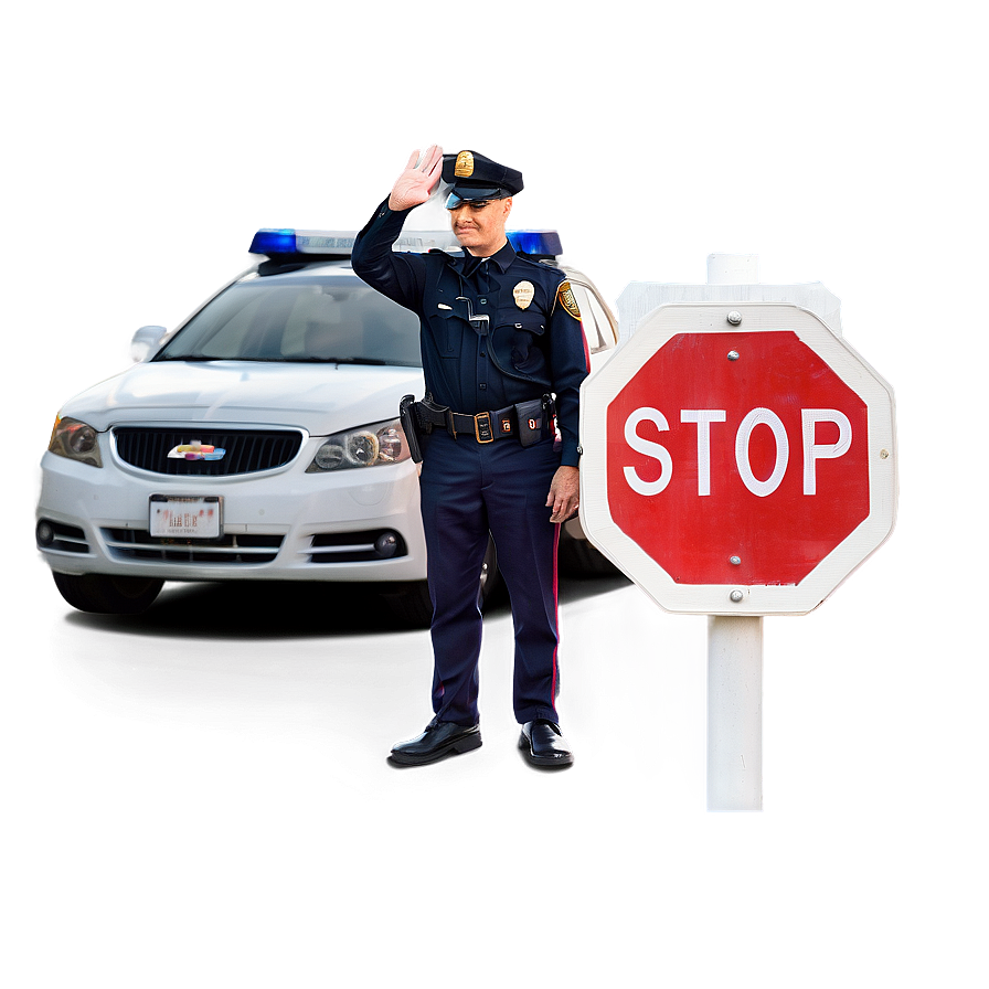 Officer With Stop Sign Png 06252024