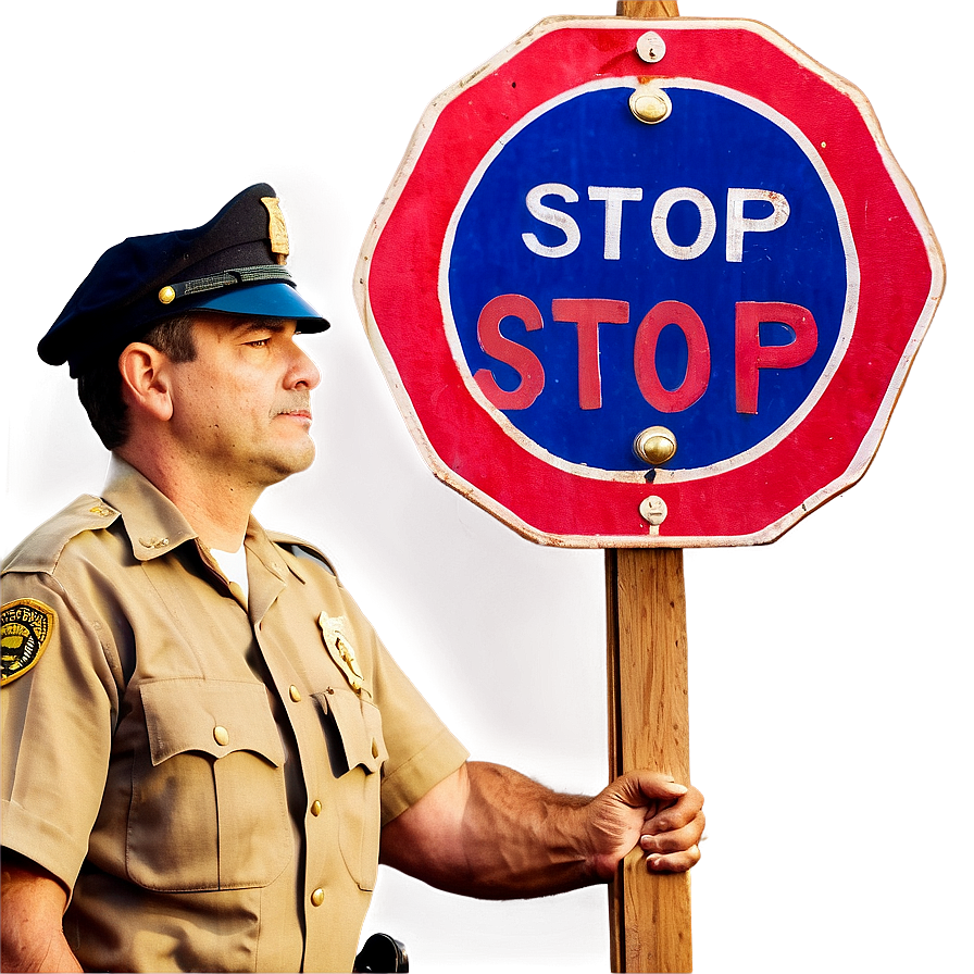 Officer With Stop Sign Png 3